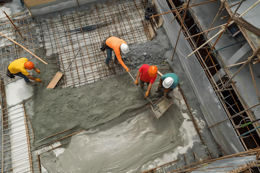 Freshly finished high-quality commercial concrete slab